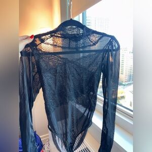 Urban Outfitters Black Lace Mesh Bodysuit
